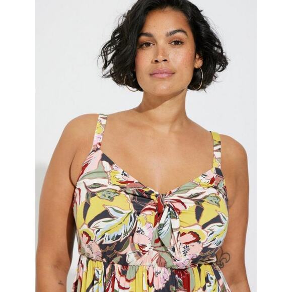 Torrid Super Soft Bow Front Skater Dress Floral Torrid size 1 US size 14-16 - Picture 2 of 8